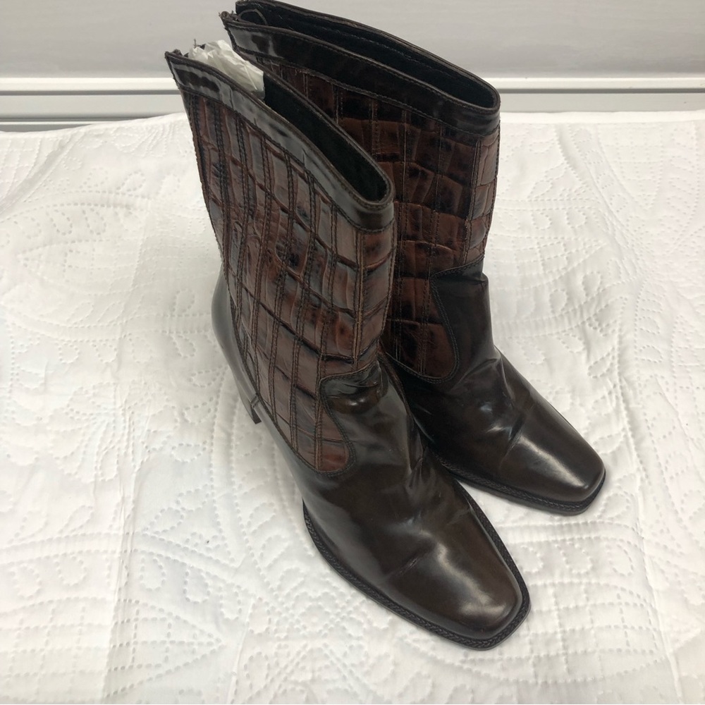Stuart weitzman croc heeled boots, NWOT - Picture 13 of 16